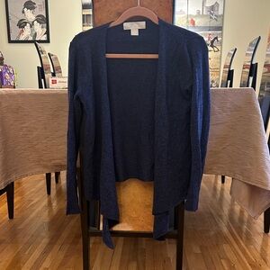 Women's Navy Blue Open Front Cashmere Cardigan